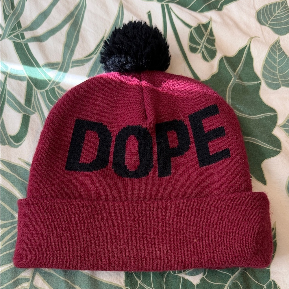 Adult Burgundy Pom-Pom Beanie